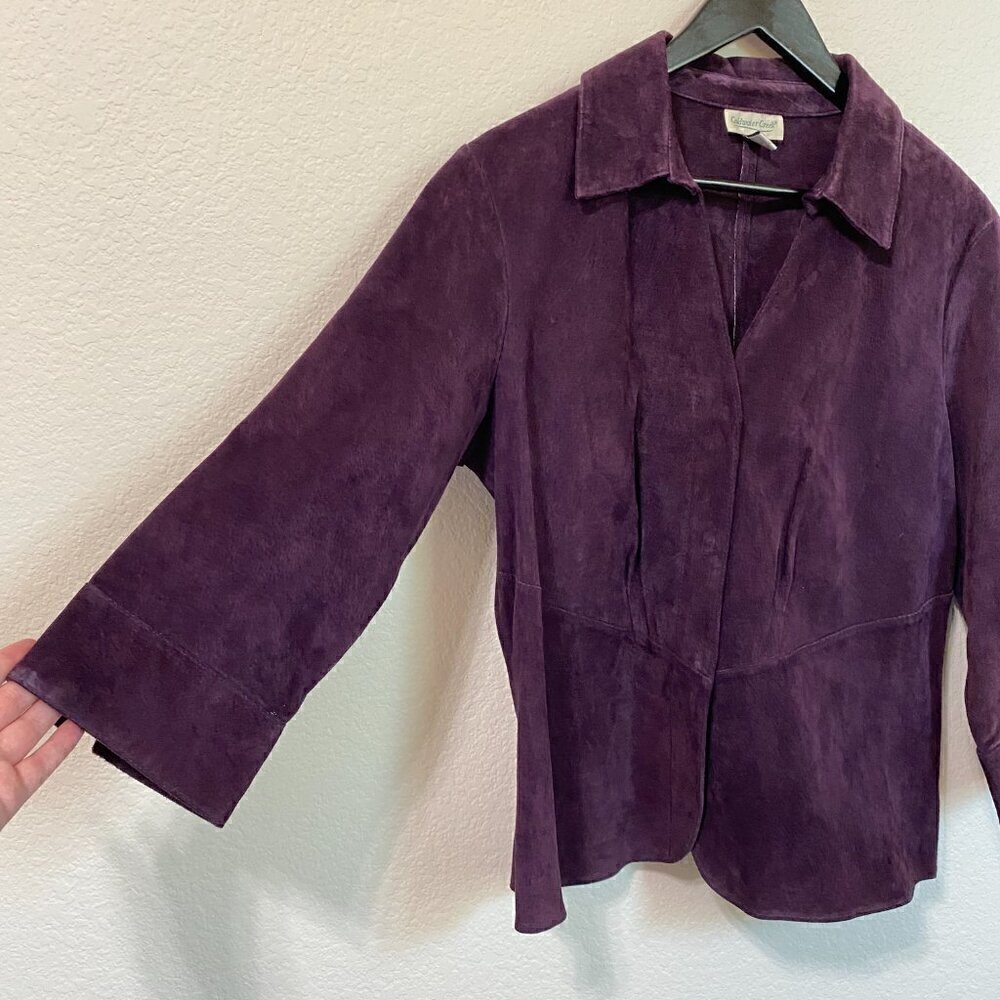 Coldwater Creek Eggplant Purple Genuine Suede Leather Jacket Medium - Picture 2 of 7